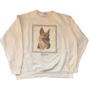 Vintage Delta German Shepherd Klaus Dog Graphic Sweatshirt XL Cream Made in USA
